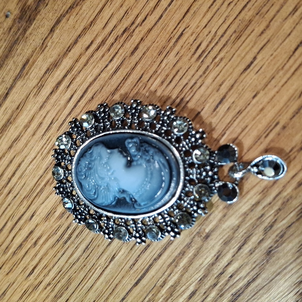 Elegant Silver Cameo Brooch